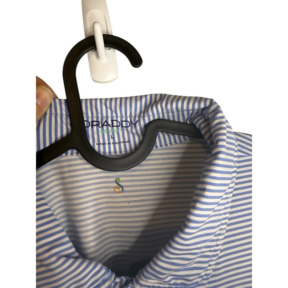 Draddy Sport Blue Striped Golf Polo Shirt Mens - Picture 3 of 3